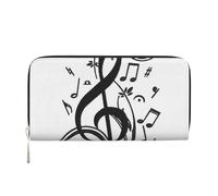 Hnnkloy Impresión de Notas Musicales Negras,Carteras de Cuero PU de Gran Capacidad para Hombres y Mujeres.