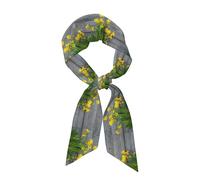 Hnnkloy Impresión de un ramo de narcisos, Bufanda de seda sintética para mujer, bufandas de moda para el cuello, pañuelo para el cuello, diadema