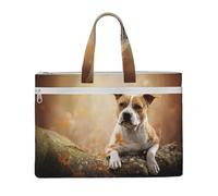 Hnnkloy Impresión del American Staffordshire Terrier,Bolsa de lona para documentos con cremallera, bolso de mano, maletín para la escuela y la oficina.