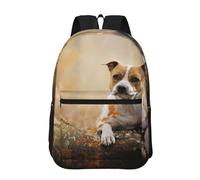 Hnnkloy Impresión del American Staffordshire Terrier,Mochila informal de 17 pulgadas con bolsillos, resistente al agua, para la escuela.