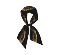 Hnnkloy Impresión en arena negra y dorada, Bufanda de seda sintética para mujer, bufandas de moda para el cuello, diadema versátil