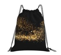 Hnnkloy Impresión en arena negra y dorada,Mochila con cordón unisex, bolsa deportiva para gimnasio, mochila informal para el día a día.