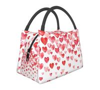 Hnnkloy Imprimir corazones rojos cayendo,Bolsa de almuerzo portátil, bolsa isotérmica, fiambrera duradera, bolsa térmica reutilizable.