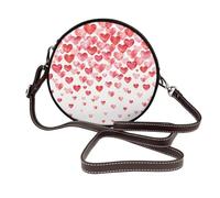 Hnnkloy Imprimir corazones rojos cayendo,Bolso de hombro de piel sintética, bolso cruzado redondo - Bolso circular para mujer