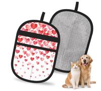 Hnnkloy Imprimir Corazones Rojos cayendo, Paquete de 2 Guantes para Eliminar el Pelo de Mascotas, Guantes de Aseo antiestáticos para Perros y Gatos.