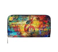 Hnnkloy Imprimir Nota Musical de Madera Colorida,Carteras de Cuero PU de Gran Capacidad para Hombres y Mujeres.