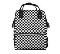 Hnnkloy Inspirado en el tablero de ajedrez blanco y negro.Mochila de maternidad de gran capacidad, bolso cambiador, mochila de viaje para actividades al aire libre.