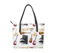 Hnnkloy Instrumentos musicales: Piano, Guitarra, Saxofón,Bolso de mano de piel sintética, bolso tote de gran capacidad, bolso de hombro para mujer, ideal para el trabajo y los viajes.