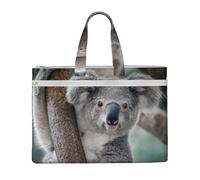 Hnnkloy Koala relajado,Bolsa de lona para documentos con cremallera, bolso de mano, maletín para la escuela y la oficina.