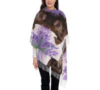 Hnnkloy Labrador marrón, perro cobrador de lavanda,Bufanda grande de cachemira sintética para mujer, chal ligero con borlas, 197 x 72 cm