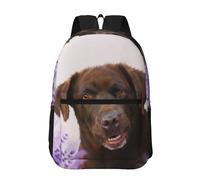 Hnnkloy Labrador marrón, perro cobrador de lavanda,Mochila informal de 17 pulgadas con bolsillos, resistente al agua, para la escuela.