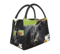 Hnnkloy Labrador negro Manzanilla Perros Retriever negros,Bolsa de almuerzo portátil, bolsa isotérmica, fiambrera duradera, bolsa térmica reutilizable.