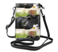 Hnnkloy Labrador negro Manzanilla Perros Retriever negros,Bolsos para celular para mujer, bolsos pequeños cruzados - Cartera para celular de cuero sintético con ranuras para tarjetas de crédito