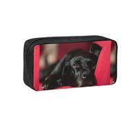 Hnnkloy Labrador Retriever Negro Mascotas Perros Negros Bokeh,Estuche de lápices de Gran Capacidad, portátil, para bolígrafos, Bolsa de papelería para la Escuela y la Oficina.