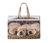 Hnnkloy Labradores Cachorros Pequeños Golden Retriever,Bolsa de lona para documentos con cremallera, bolso de mano, maletín para la escuela y la oficina.