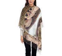 Hnnkloy Labradores Cachorros Pequeños Golden Retriever,Bufanda grande de cachemira sintética para mujer, chal ligero con borlas, 197 x 72 cm