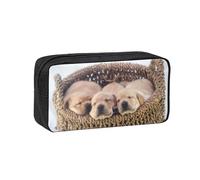 Hnnkloy Labradores Cachorros Pequeños Golden Retriever,Estuche de lápices de Gran Capacidad, portátil, para bolígrafos, Bolsa de papelería para la Escuela y la Oficina.