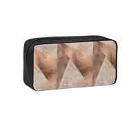 Hnnkloy Lámina de Cobre y triángulos de mármol de Oro Rosa ruborizado,Estuche de lápices de Gran Capacidad, portátil, para bolígrafos, Bolsa de papelería para la Escuela y la Oficina.
