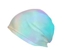 Hnnkloy Lámina holográfica con Textura de arcoíris Muy Hermosa,Gorro de Punto de poliéster, Gorro de Calavera, pasamontañas