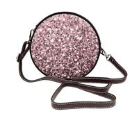 Hnnkloy Lentejuelas de oro rosa sobre fondo abstracto rosa,Bolso de hombro de piel sintética, bolso cruzado redondo - Bolso circular para mujer