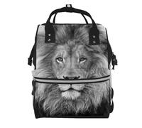 Hnnkloy León blanco y negro.Mochila de maternidad de gran capacidad, bolso cambiador, mochila de viaje para actividades al aire libre.