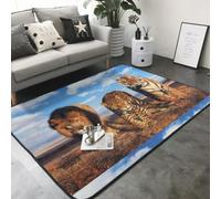 Hnnkloy León, Leopardo y Tigre luchan por Comida (Impreso), Alfombra Grande Antideslizante para Sala de Estar o Dormitorio, 208 x 148 cm.