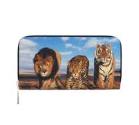 Hnnkloy León, Leopardo y Tigre pelean por Comida,Carteras de Cuero PU de Gran Capacidad para Hombres y Mujeres.