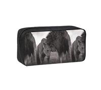 Hnnkloy León y Leona Impreso,Estuche de lápices de Gran Capacidad, portátil, para bolígrafos, Bolsa de papelería para la Escuela y la Oficina.