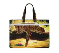 Hnnkloy Leopardo divertido,Bolsa de lona para documentos con cremallera, bolso de mano, maletín para la escuela y la oficina.