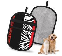 Hnnkloy Leopardo Rojo y Cebra, Paquete de 2 Guantes para Eliminar el Pelo de Mascotas, Guantes de Aseo antiestáticos para Perros y Gatos.