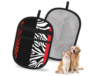 Hnnkloy Leopardo Rojo y Cebra, Paquete de 2 Guantes para Eliminar el Pelo de Mascotas, Guantes de Aseo antiestáticos para Perros y Gatos.