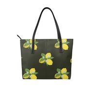 Hnnkloy Limón con rama y ramo de lirios negros,Bolso de mano de piel sintética, bolso tote de gran capacidad, bolso de hombro para mujer, ideal para el trabajo y los viajes.