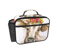 Hnnkloy Linda vaca de acuarela,Bolsa de almuerzo portátil, fiambrera resistente, bolsa isotérmica reutilizable