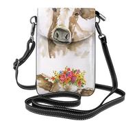 Hnnkloy Linda vaca de acuarela,Bolsos para celular para mujer, bolsos pequeños cruzados - Cartera para celular de cuero sintético con ranuras para tarjetas de crédito