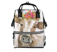 Hnnkloy Linda vaca de acuarela.Mochila de maternidad de gran capacidad, bolso cambiador, mochila de viaje para actividades al aire libre.