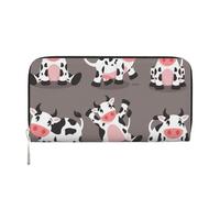 Hnnkloy Linda Vaca de Dibujos Animados Impresa,Carteras de Cuero PU de Gran Capacidad para Hombres y Mujeres.
