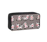 Hnnkloy Linda Vaca de Dibujos Animados Impresa,Estuche de lápices de Gran Capacidad, portátil, para bolígrafos, Bolsa de papelería para la Escuela y la Oficina.