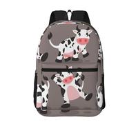Hnnkloy Linda vaca de dibujos animados impresa,Mochila informal de 17 pulgadas con bolsillos, resistente al agua, para la escuela.