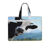 Hnnkloy Linda vaca impresa,Bolsa de lona para documentos con cremallera, bolso de mano, maletín para la escuela y la oficina.