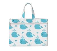 Hnnkloy Lindas ballenas azules,Bolsa de lona para documentos con cremallera, bolso de mano, maletín para la escuela y la oficina.