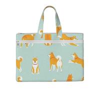Hnnkloy Lindo cachorro de Shiba Inu,Bolsa de lona para documentos con cremallera, bolso de mano, maletín para la escuela y la oficina.
