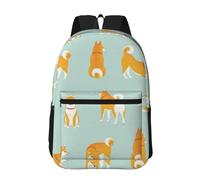 Hnnkloy Lindo cachorro de Shiba Inu,Mochila informal de 17 pulgadas con bolsillos, resistente al agua, para la escuela.