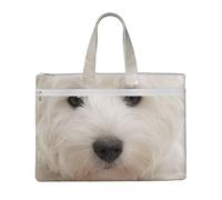 Hnnkloy Lindo cachorro westie,Bolsa de lona para documentos con cremallera, bolso de mano, maletín para la escuela y la oficina.