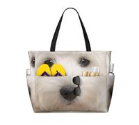 Hnnkloy Lindo cachorro westie,Bolso de playa de gran capacidad, bolso de hombro de viaje para mujer, bolso de mano impermeable.
