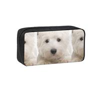 Hnnkloy Lindo Cachorro Westie,Estuche de lápices de Gran Capacidad, portátil, para bolígrafos, Bolsa de papelería para la Escuela y la Oficina.