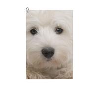Hnnkloy Lindo Cachorro Westie, Toallas de Golf portátiles Tipo gofre de 41 x 61 cm con Clip de mosquetón para Bolsa de Golf.