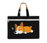 Hnnkloy Lindo Corgi durmiendo,Bolsa de lona para documentos con cremallera, bolso de mano, maletín para la escuela y la oficina.