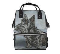 Hnnkloy Lindo dibujo de un perro Scottish Terrier negro.Mochila de maternidad de gran capacidad, bolso cambiador, mochila de viaje para actividades al aire libre.
