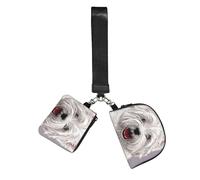 Hnnkloy Lindo dibujo de un perro West Highland Terrier impreso,Bolso de muñeca para deportes al aire libre, monedero portátil, cartera de muñeca con llavero desmontable