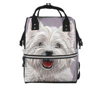 Hnnkloy Lindo dibujo de un perro West Highland Terrier impreso.Mochila de maternidad de gran capacidad, bolso cambiador, mochila de viaje para actividades al aire libre.